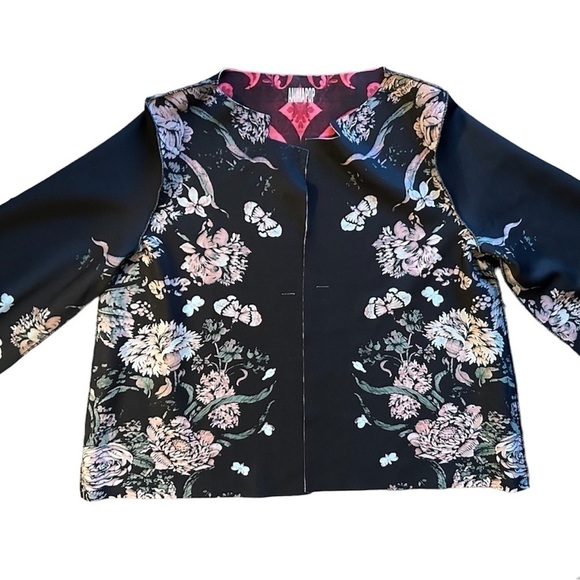 Animapop Jacket reversible floral black red pattern crop - Picture 12 of 12